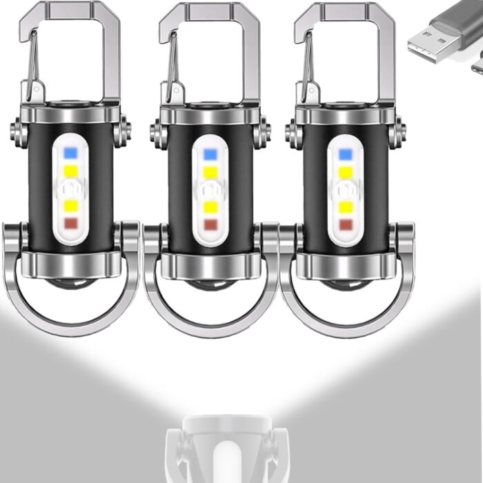 Vbbert Keychain Flashlight,2026 Upgrade Portable Rechargeable Bright Keychain Flashlight,Super Bright Mini Usb Led Light With Power Bank Function,Waterproof,7 Lighting Modes For Outdoor Camping (3PCS)