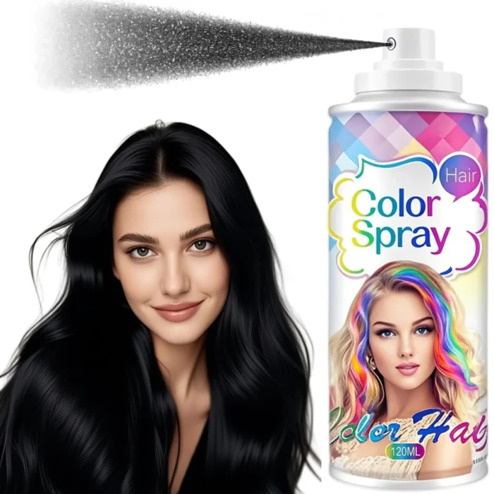 Black Temporary Hair Color Spray – Washable Hair Dye