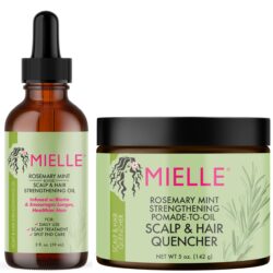 Mielle Organics Rosemary Mint Scalp & Hair Strengthening Oil and Pomade-To-Oil Quencher, Bundle